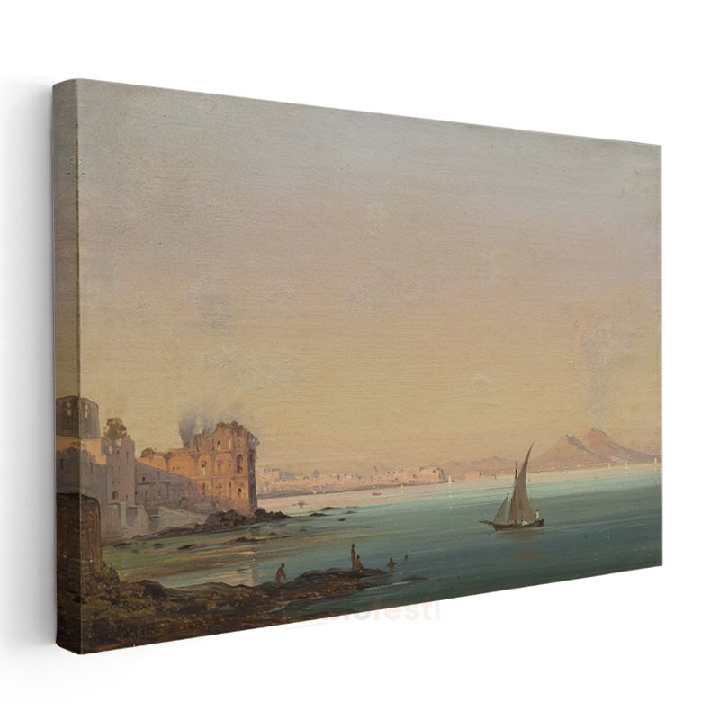 Claude Lorrain - Napoli Körfezi ve Vezüv Manzarası Kanvas Tablo