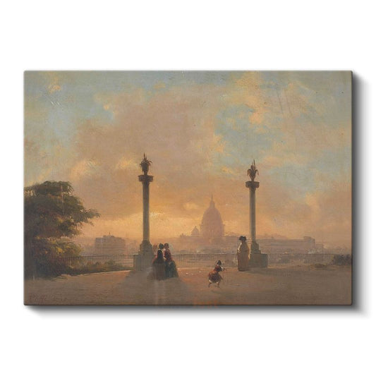 Ippolito Caffi - Roma Manzarası Kanvas Tablo