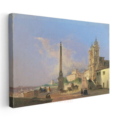Ippolito Caffi - Roma Meydanı Kanvas Tablo