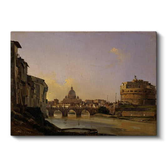Ippolito Caffi - Tiber Nehri ve Vatikan Manzarası Kanvas Tablo
