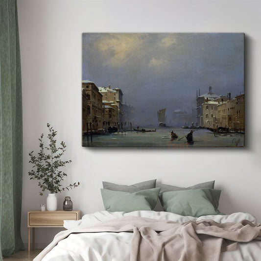 Francesco Guardi - Kış Mevsiminde Venedik Kanalı Kanvas Tablo