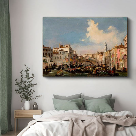 Canaletto - Rialto Köprüsü ve Grand Canal Kanvas Tablo