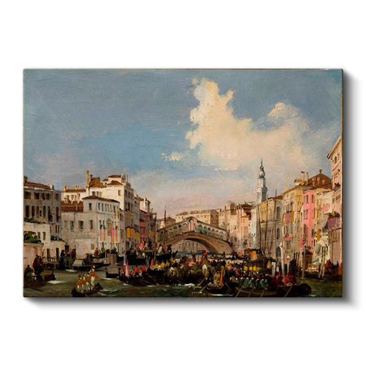 Canaletto - Rialto Köprüsü ve Grand Canal Kanvas Tablo