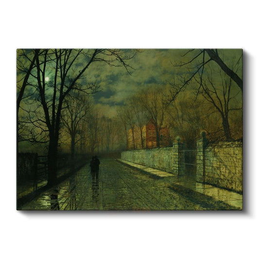 John Atkinson Grimshaw - Ay Işığında Yol Kanvas Tablo