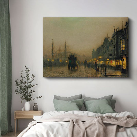 John Atkinson Grimshaw - Limanda Akşam Kanvas Tablo