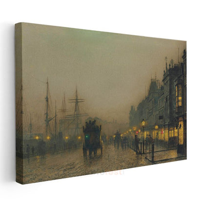 John Atkinson Grimshaw - Limanda Akşam Kanvas Tablo