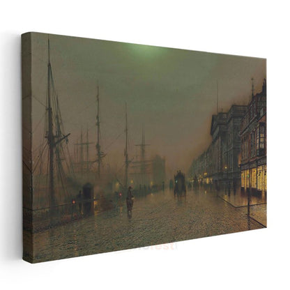 John Atkinson Grimshaw - Rıhtımda Gece Kanvas Tablo