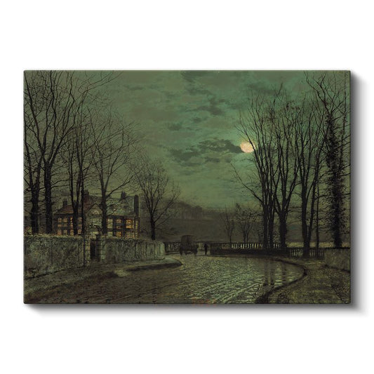 John Atkinson Grimshaw - Ay Işığında Malikane Kanvas Tablo