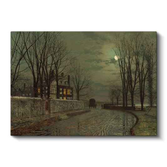 John Atkinson Grimshaw - Ay Işığında Kış Manzarası Kanvas Tablo