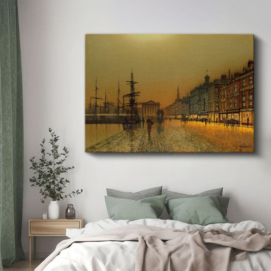 John Atkinson Grimshaw - Liverpool Rıhtımı Kanvas Tablo