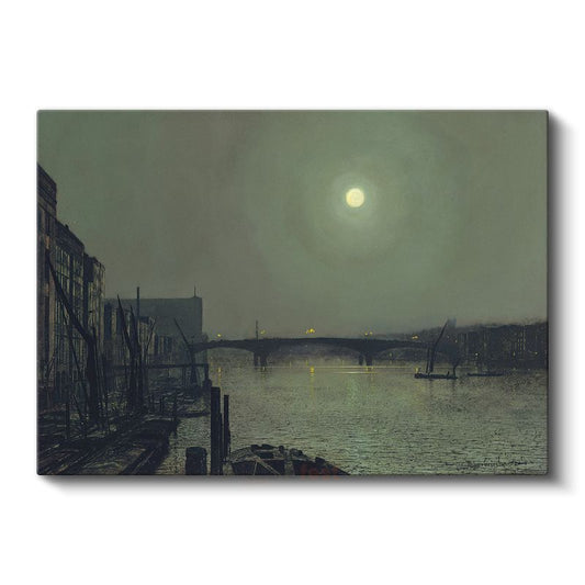 John Atkinson Grimshaw - Ay Işığında Nehir Manzarası Kanvas Tablo