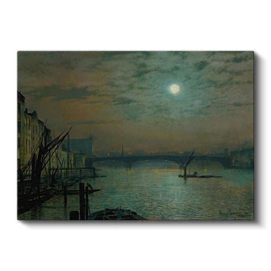 John Atkinson Grimshaw - Ay Işığında Thames Nehri Kanvas Tablo