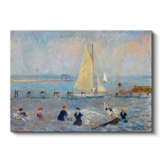 William Glackens - Plajda Yüzenler Kanvas Tablo