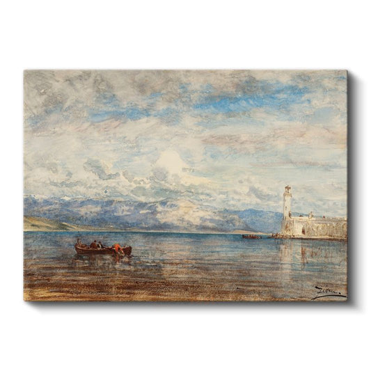 Félix Ziem - Deniz Feneri Manzarası Kanvas Tablo