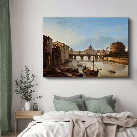 Giovanni Antonio Canal (Canaletto) - Roma Tiber Nehri Manzarası Kanvas Tablo