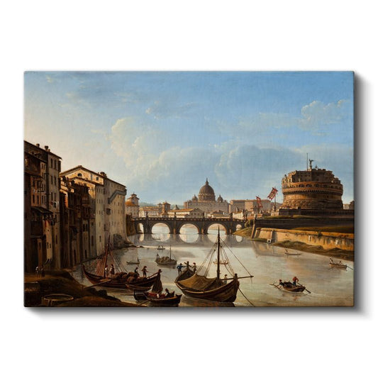 Giovanni Antonio Canal (Canaletto) - Roma Tiber Nehri Manzarası Kanvas Tablo