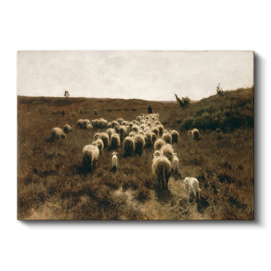 Anton Mauve - Çoban ve Koyun Sürüsü Kanvas Tablo
