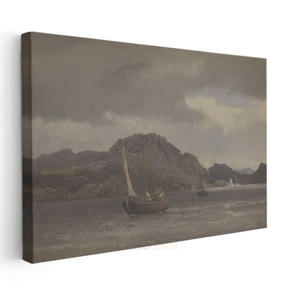 Jean-Baptiste-Camille Corot - Dağlık Deniz Manzarası Kanvas Tablo