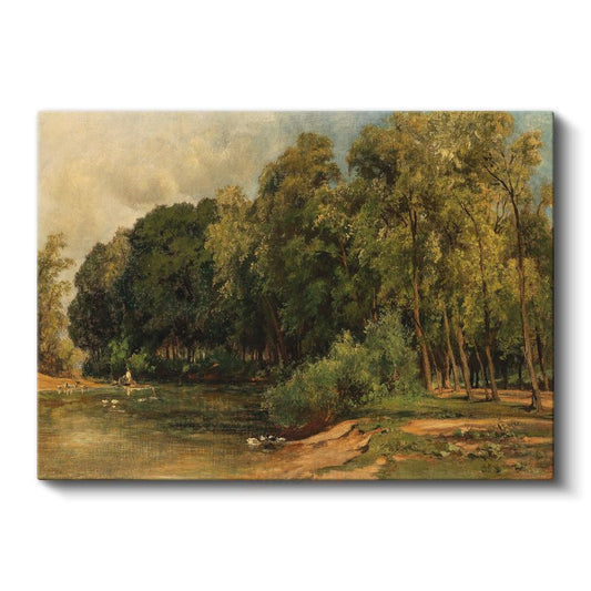 Jean-Baptiste-Camille Corot - Göl Kenarında Ağaçlar Kanvas Tablo