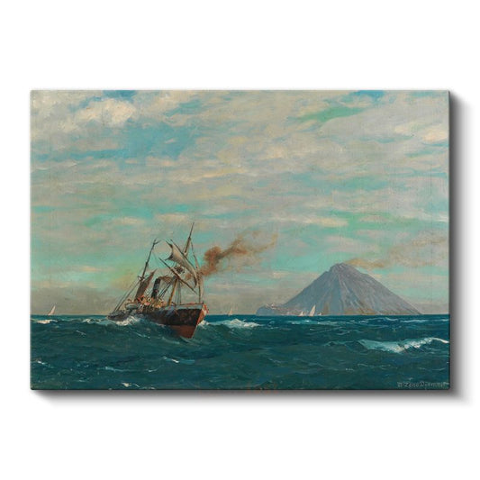 Albert Bierstadt - Denizde Buharlı Gemi Kanvas Tablo
