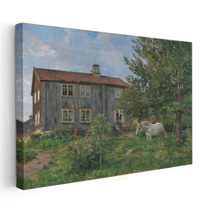 Hans Gude - Çiftlik Evi Kanvas Tablo