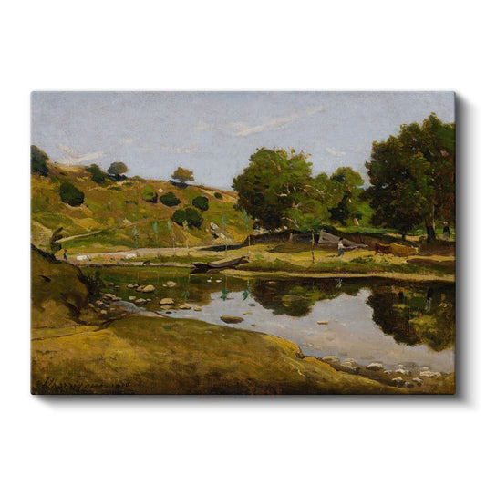 Henri Harpignies - Göl Kenarı Kanvas Tablo