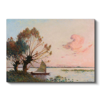 Ferdinand du Puigaudeau - Gün Batımında Göl Manzarası Kanvas Tablo