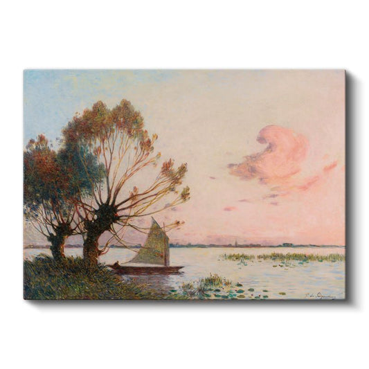 Ferdinand du Puigaudeau - Gün Batımında Göl Manzarası Kanvas Tablo