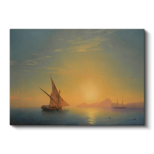 Ivan Aivazovsky - Altın Günbatımında Yelkenliler Kanvas Tablo