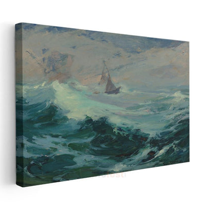 Frederick Judd Waugh - Fırtınalı Deniz Kanvas Tablo