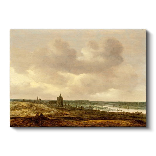 Jan van Goyen - Nehir Kıyısında Kilise Kanvas Tablo