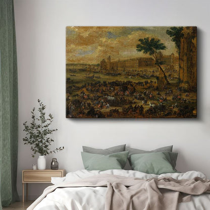 David Teniers - Saray Önünde Kalabalık Manzara Kanvas Tablo