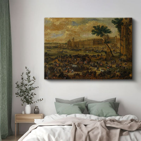 David Teniers - Saray Önünde Kalabalık Manzara Kanvas Tablo