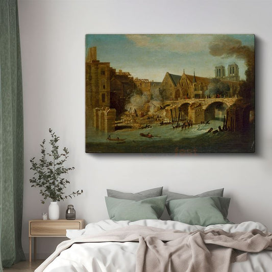 Hubert Robert - Notre Dame ve Seine Nehri Kanvas Tablo