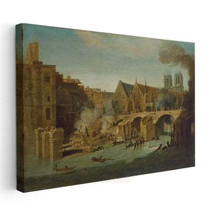 Hubert Robert - Notre Dame ve Seine Nehri Kanvas Tablo