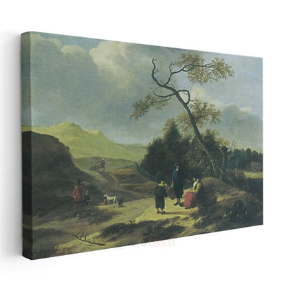 Jan van Goyen - Kırsal Yolda Yolcular Kanvas Tablo