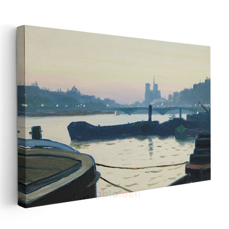 Edward Hopper - Seine Nehri Gece Görünümü Kanvas Tablo