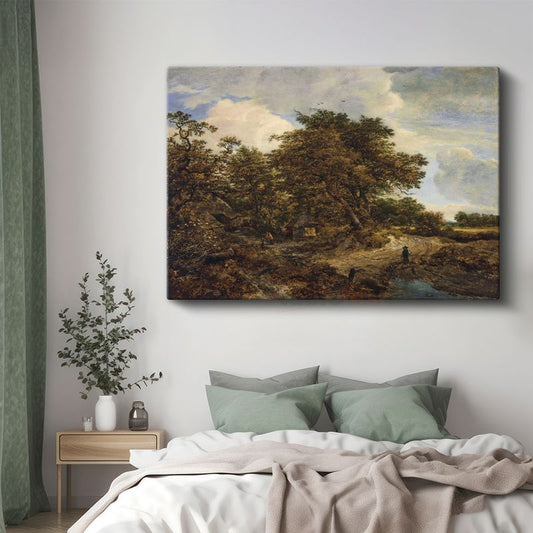 Jacob van Ruisdael - Meşe Ağaçlı Kırsal Manzara Kanvas Tablo