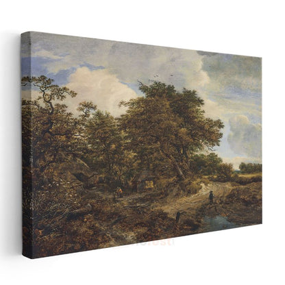Jacob van Ruisdael - Meşe Ağaçlı Kırsal Manzara Kanvas Tablo