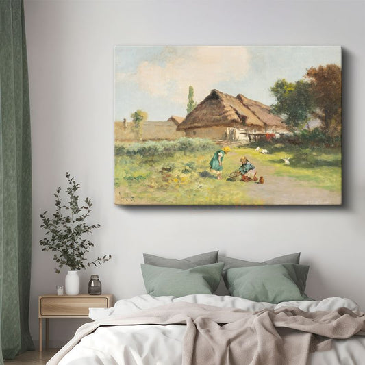 David Teniers - Kır Evi Önünde Çocuklar Kanvas Tablo