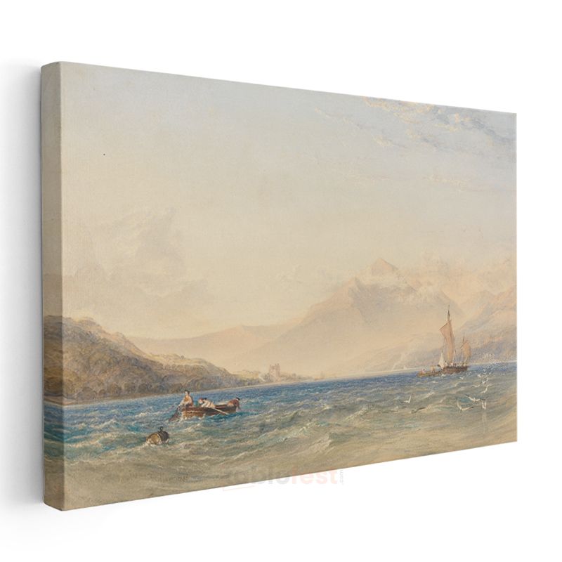 J.M.W. Turner - Dağlık Göl Manzarası Kanvas Tablo