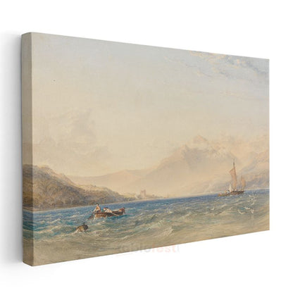 J.M.W. Turner - Dağlık Göl Manzarası Kanvas Tablo
