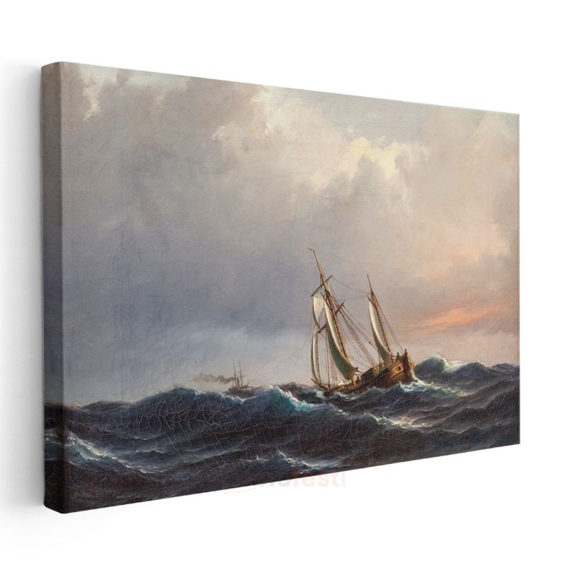Ivan Aivazovsky - Fırtınalı Denizde Yelkenli Kanvas Tablo