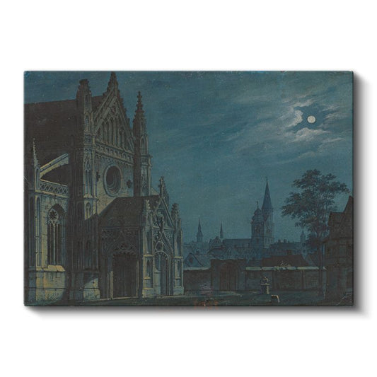 Karl Friedrich Schinkel - Ay Işığında Katedral Kanvas Tablo