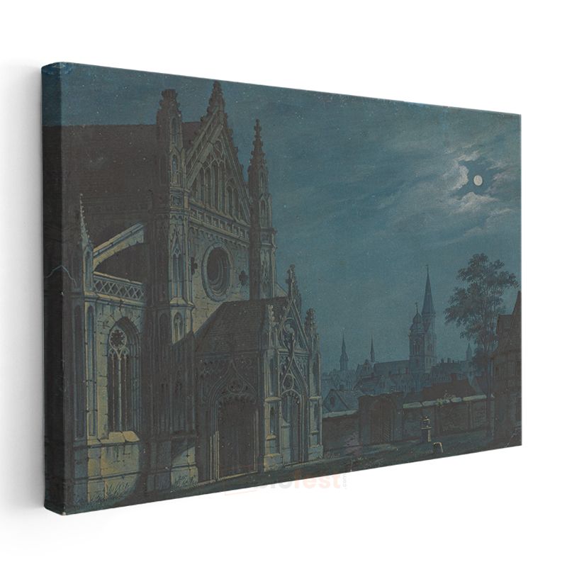 Karl Friedrich Schinkel - Ay Işığında Katedral Kanvas Tablo