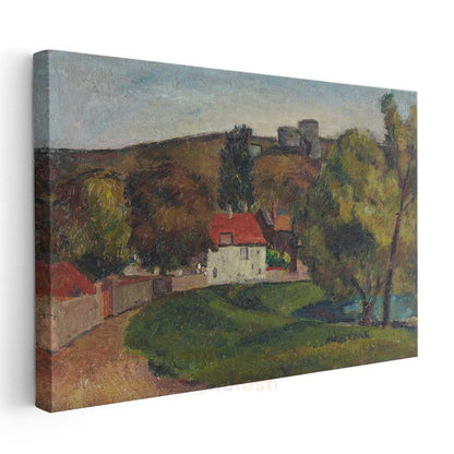 Paul Cézanne - Kırmızı Çatılı Ev Manzarası Kanvas Tablo