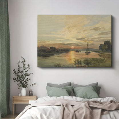 J.M.W. Turner - Gün Batımında Nehir Manzarası Kanvas Tablo