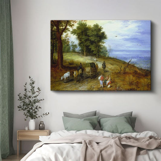 Jan Brueghel - Kırsal Yolda Yolculuk Kanvas Tablo