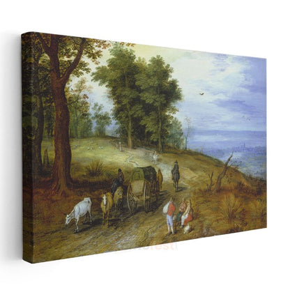 Jan Brueghel - Kırsal Yolda Yolculuk Kanvas Tablo