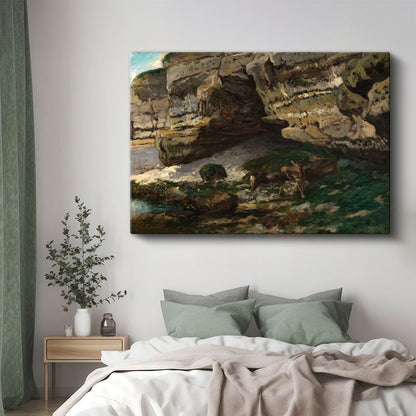 Gustave Courbet - Kayalıklar ve Geyik Kanvas Tablo